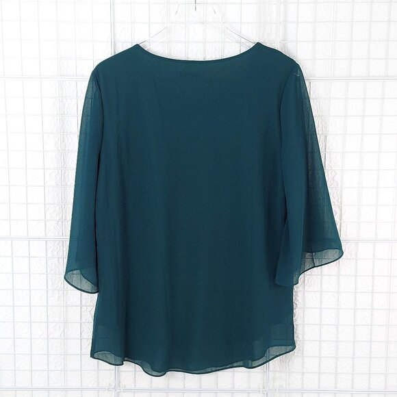 ACEVOG Chiffon Flutter 3/4 Sleeve Pullover Blouse - Picture 2 of 6